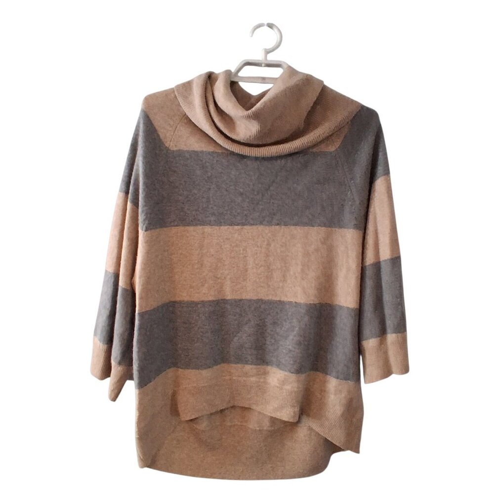 Pure Amici cashmere sweater womens Large cowl neck striped